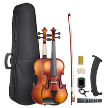 1/2 Size Violin Set Brown Solid Wood Beginner Fiddle with Hard Case & Accessories