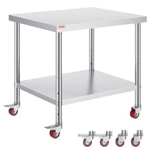36 X 30 In Stainless Steel Work Table with 4 Wheels  for Commercial Kitchen Restaurant GZT9176JL