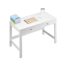 White Small Kids Desk with Drawers – Modern Rectangle MDF Study Table for Bedroom Home & Office