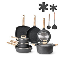 19 PiecePots and Pans Set Nonstick and Granite Cookware Set for Kitchen (Black)
