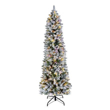 Prelit Snow Flocking Artificial Christmas Tree with 240 Colorful LED and 11 Lighting Modes Decoration (6FT)