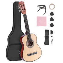 30 Inch Classical Guitar Starter Kit with Gig Bag Tuner Capo & Accessories (Natural)