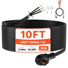 10 FT Dryer Power Cord 3-Prong NEMA 10-30P 30A Pure Copper Wire Cable with PVC Cable Tie