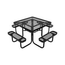 Outdoor Picnic Table Set 45.7" Square Patio Table with Benches Heavy-Duty Steel Umbrella Hole Weather-Resistant (Black)