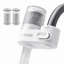 Faucet Mount Water Filter Vertical Carbon Fiber Purifier for Sink Tap Removes Chlorine & Lead, 3 Filters White