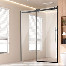 Frameless Shower Door 58-59 W x 75 H in Sliding Glass Matte Black Hardware
