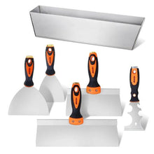 6-Piece Drywall Knife Set – Includes Scraper Putty Knives Taping Knives & Mud Pan for Home