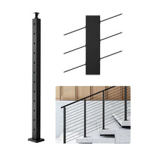 42" Black Stainless Steel Stair Railing Post with Pre-Drilled 30° Holes