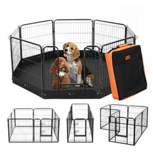 Dog Playpen 8-Panel 24" Foldable Metal Fence with Door Bag & Pad