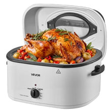 26QT Electric Roaster Oven 1450W Viewing Lid Defrost & Warm Functions Removable Pan & Rack (White)
