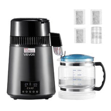 4L Water Distiller 1.1 Gallon Pure Water Purifier for Home 750W Distilled Maker with Glass Pot & Stainless Steel Interior - (Grey)