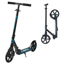 Kick Scooter for Kids 8+ Teens & Adults – 2-Wheel Adjustable Handlebar Anti-Slip Deck  Foldable  Black & Blue Up to 220 lbs