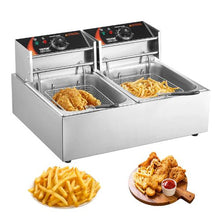 Commercial Deep Fryer 3000W Dual Tank Electric Fryer 2 x 9.1Qt/8.6L Stainless Steel with Temp Control