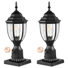 2 Pack Dusk to Dawn Outdoor Post Light 15.35 in Waterproof Lamp Post Fixtures with Glass Shade for Garden Pathway