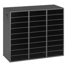 Wood Literature Organizer 27 Compartments Adjustable Shelves Countertop File Sorter (Black)