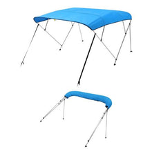 4 Bow Boat Bimini Top – 600D Waterproof Polyester Canopy Aluminum Frame Sun Shade Awning with Storage Bag 96 L x 79-84 W x 54 H (Pacific Blue)