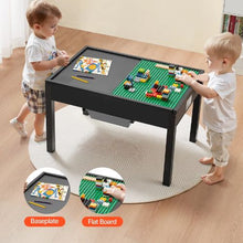 3+ aged Kids Wooden Activity Table Double-Sided Blocks Table with Storage Black for Kids with Building Blocks