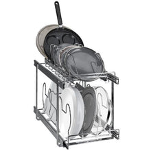 12 Inch Pan and Pot Rack 2-Tier Expandable Pull Out Under Cabinet Organizer for Kitchen LX-C9285