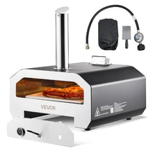 Dual Fuel Outdoor Pizza Oven 16" Wood & Propane Gas Pizza Maker with Thermometer Portable (Black)