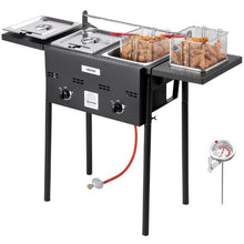 Dual-Tank Propane Deep Fryer 8 Qt x 2 Stainless Steel Fryer with Dual Baskets & Heat Control