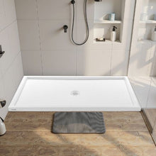 60 x 32 Inch Rectangle Shower Base Acrylic & PVC Center Drain (White)