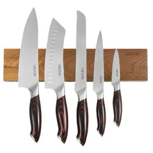 6-Piece High Carbon Stainless Steel Kitchen Knife Set with Magnetic Walnut Knife Holder