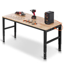 61 x 20-Inch Adjustable Workbench 2000 LBS Capacity 27.1-36-Inch Height Power Outlets