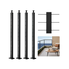 42" Stainless Steel Cable Rail Posts Black Finish with Brackets (4-Pack)