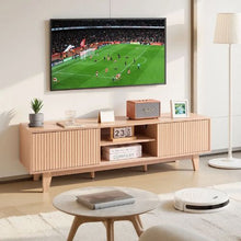 59 In Boho TV Stand with Adjustable Open Shelves & Sliding Door for Living Room Bedroom (Burlywood)