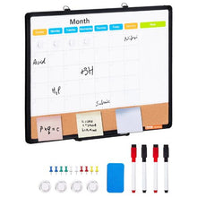 24"x 18" Monthly Calendar Whiteboard & Cork Board Combo with Aluminum Frame – 2-in-1 for School &Office