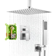 12" Square Ceiling Mount Rainfall Shower System – (Brushed Nickel)