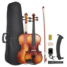 4/4 Full Size Violin Set for Adults Matte Brown Solid Wood Beginner Fiddle with Case & Accessories