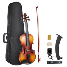 4/4 Full Size Violin Set Brown Solid Wood Beginner Fiddle with Hard Case & Accessories