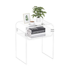 Clear Acrylic 2-Tier Side Table with Storage Shelf 11.8 x 15.7 x 19.7-Inch