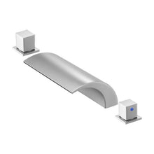 Roman Tub Faucet 3-Hole Waterfall Bathtub Faucet 2 Handles Deck Mount Silver Temperature Control