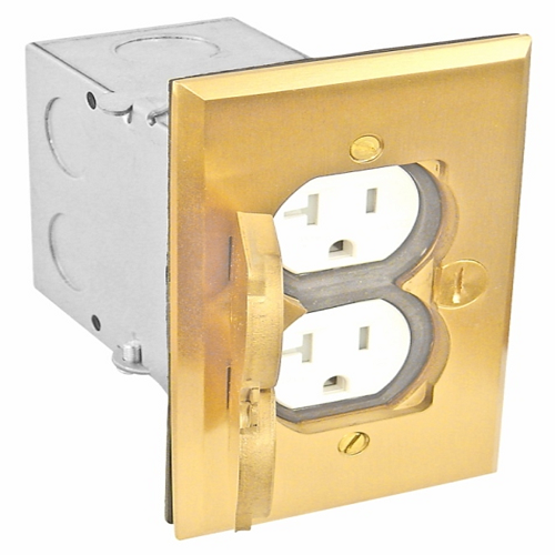 20A Duplex Brass One Gang Drop In Floor Box Kit  FBCVBR-1TR-KIT (Pack of 4)