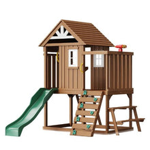 Wooden Outdoor Kids Playhouse with Slide Ladder & Window TLG92008