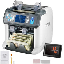 Cash Counter and Sorter with Mixed Denomination, 2CIS, SN, UV, IR, MG, DD Detection Multi-Currency Printer Enabled