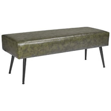 Green PU Leather Bedroom Bench Stitched Upholstery Metal Legs