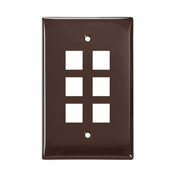 6-Port Midsize Single-Gang QUICKPORT Wallplate Brown 41091-6BN