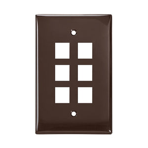 6-Port Midsize Single-Gang QUICKPORT Wallplate Brown 41091-6BN