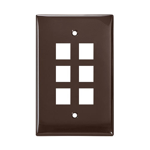 6-Port Midsize Single-Gang QUICKPORT Wallplate Brown 41091-6BN