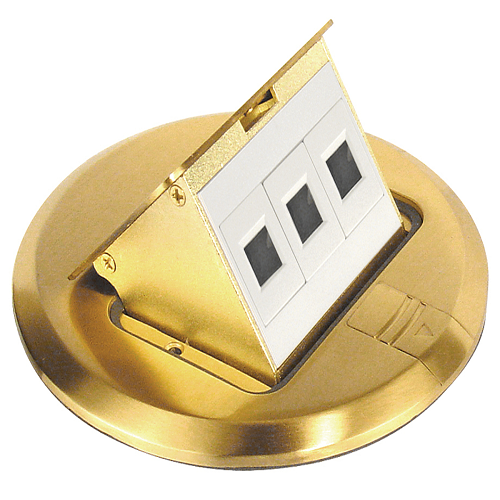 Three Data Ports Brass Round Pop Up Floor Box Kit FBCVBR-3D-KIT (Pack of 20)