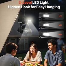 7W 8-Inch 10,400mAh Separated Solar Fan with Solar Panel, LED Lantern Ideal for Camping