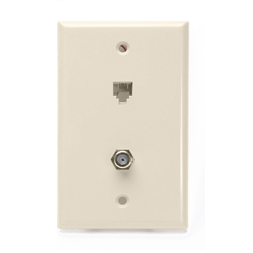 6P6C x F Standard Telephone Wall Jack Light Almond 40259-T