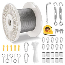 1/8 Inch 7x7 Strand T304 Stainless Steel Braided Aircraft Cable 100FT With 59 Accessories