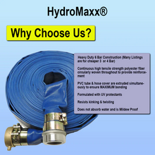 1 1/2" x 100FT Blue 6 Bar Lay Flat Discharge & Backwash Hose with Connectors