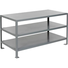 24"W x 18"D Stainless Steel Stationary Machine Square Edge Table Gray With 3 Shelves WV124GPQQ