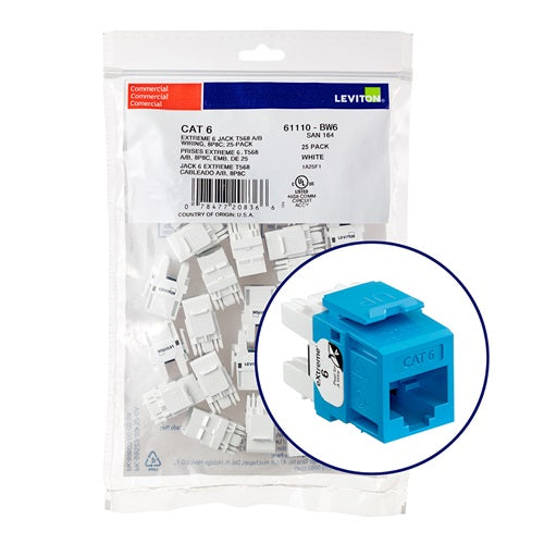 Cat 6 QUICKPORT Jack QUICKPACK Blue (Pack of 25) 61110-BL6