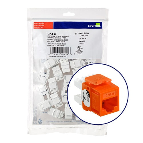 Cat 6 QUICKPORT Jack QUICKPACK Orange (Pack of 25) 61110-BO6